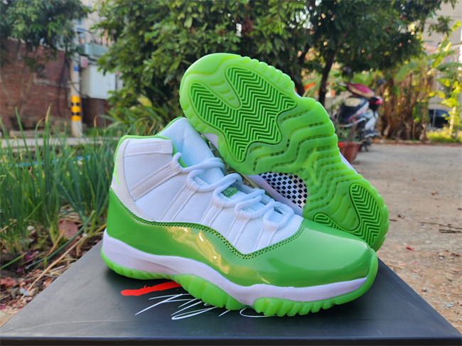 Men's Running weapon Air Jordan 11 White/Green Shoes 080